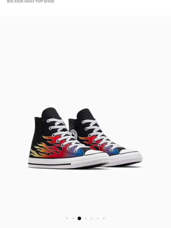Converse Shoes - Converse Woman’s/Kids Black High-Top Sneakers with Red-Orange-Blue Flame Print